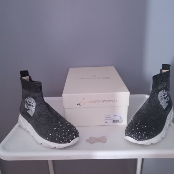Roberto Serpentini high top shoes with sparkly design size 38 - Picture 2 of 2